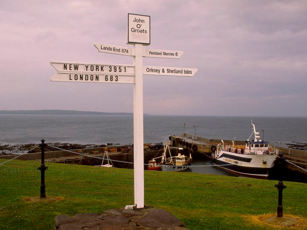 John O'Groats sign in John O'Groats, Scotland